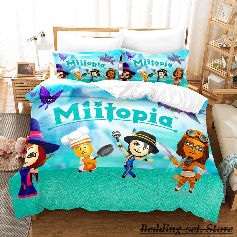 Game Miitopia Bedding Set Single Twin Full Queen King Size Bed Set Adult Kid Bedroom Duvetcover Sets Anime Parure De Lit Bed
