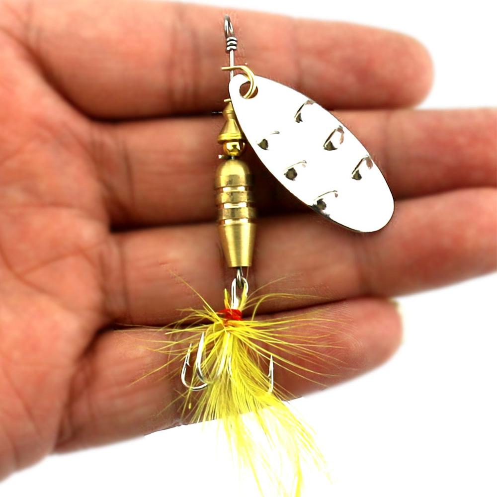 

Вращающаяся блесна 6,8 см, рыболовная снасть с крючком 6 # и хвостом из перьев