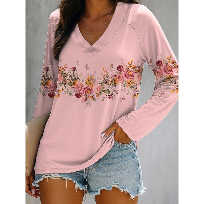 Women's 3d Printed Butterfly Flash T-shirt Fashion Long Sleeve Round Neck Regular Top Holiday Weekend Spring and Autumn Wear
