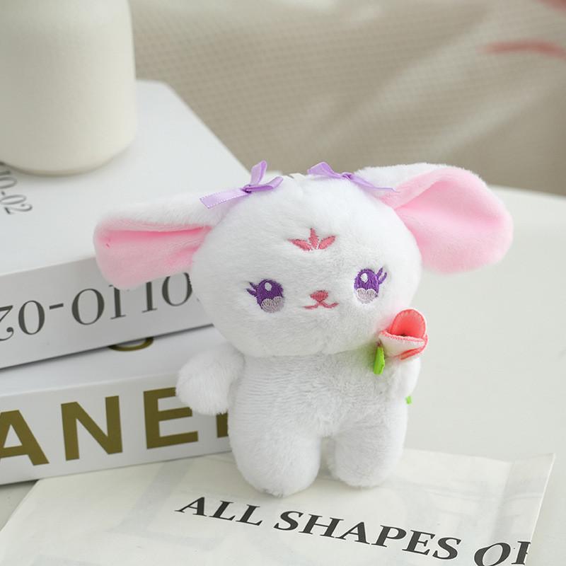 Adorable Flower Bunny Plush Toy Keychain Cute Soft Short Plush Material