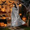 Multi-color Costume Cape Shiny Hooded Cape Iridescent Full Length Cloak Sparkly Unisex Elegant Flowing Cloak for Halloween Masquerade Party