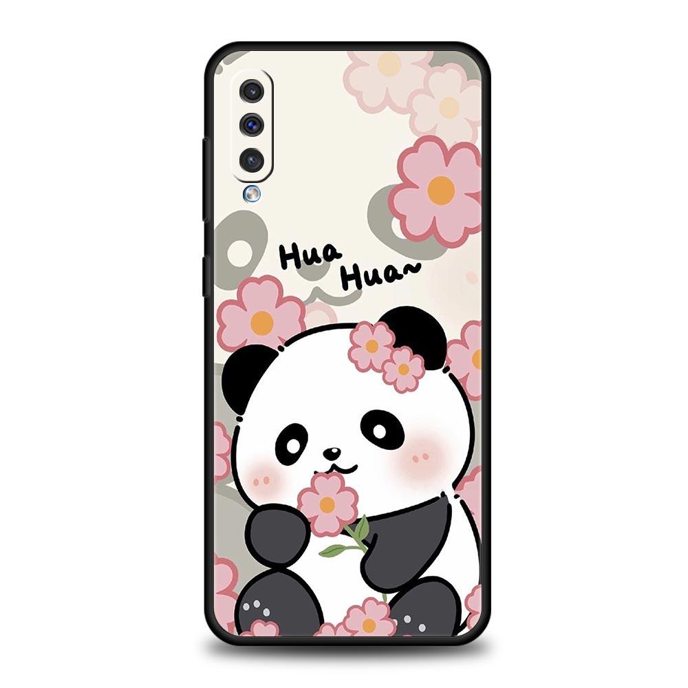 Case For Samsung A24 A12 A14 A32 A50 A70 A20E A20S A10S A22 A40 A34 A54 A42 A52 5G A02S A04s Cover Cute Panda Climbing Bamboo