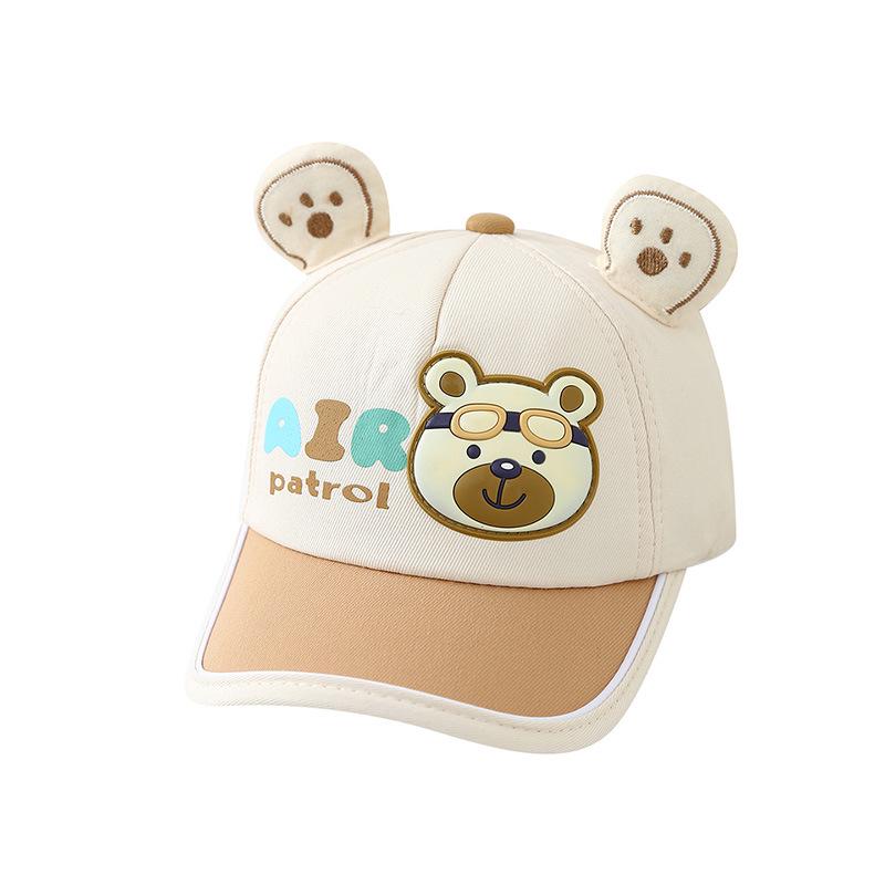 Koreanischer Stil Kinder Frühling Flacher Schirmhut - Jungen Persönlichkeit, Mädchen Niedlicher Sonnenschutz, Kleiner Bär Baseballkappe
