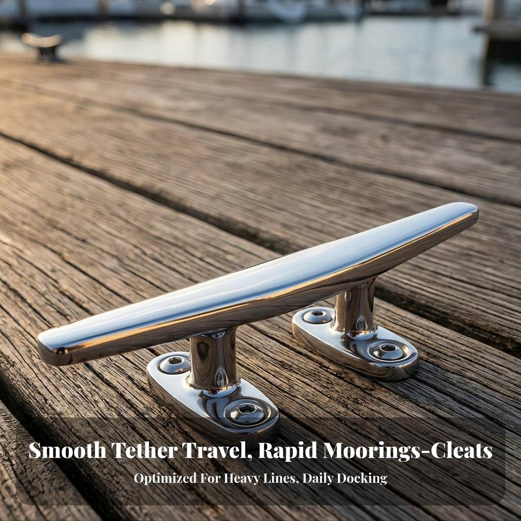 316 Stainless Steel Boat Dock Cleats | MirrorPolished Finish, Flat Cleat, for Boats 8inch Slide