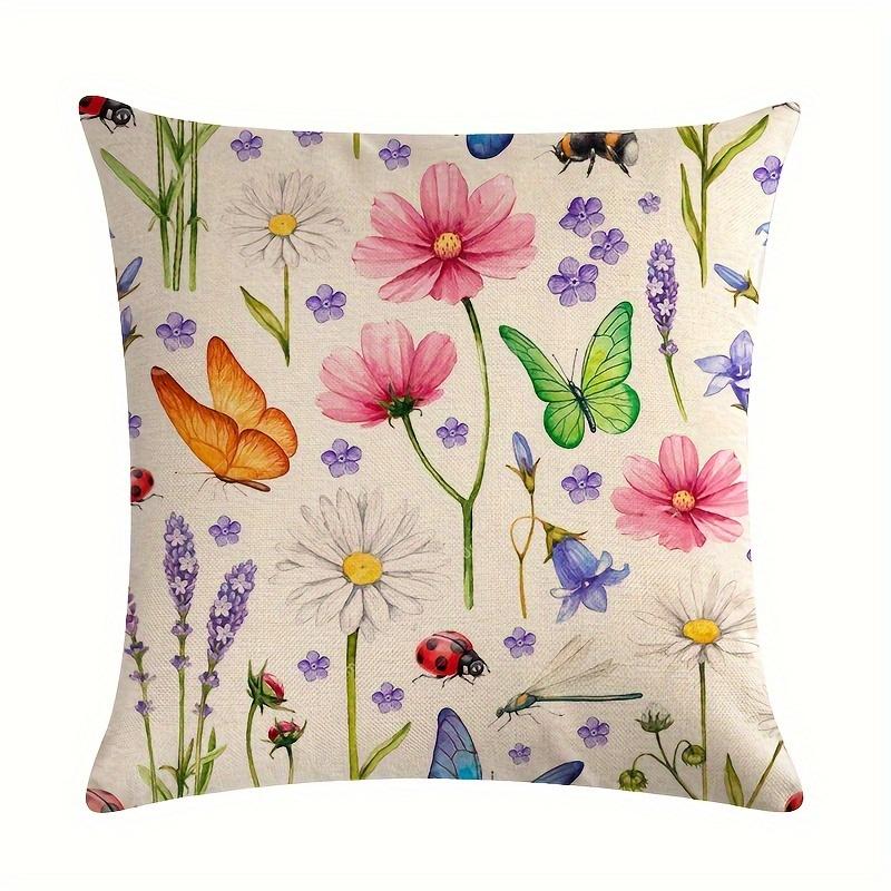

Outdoor Patio Throw Pillow Covers Summer Spring Garden Flowers Farmhouse Décor Outside Furniture Swing Decorative Cushion Cases 45x45cm 18x18in