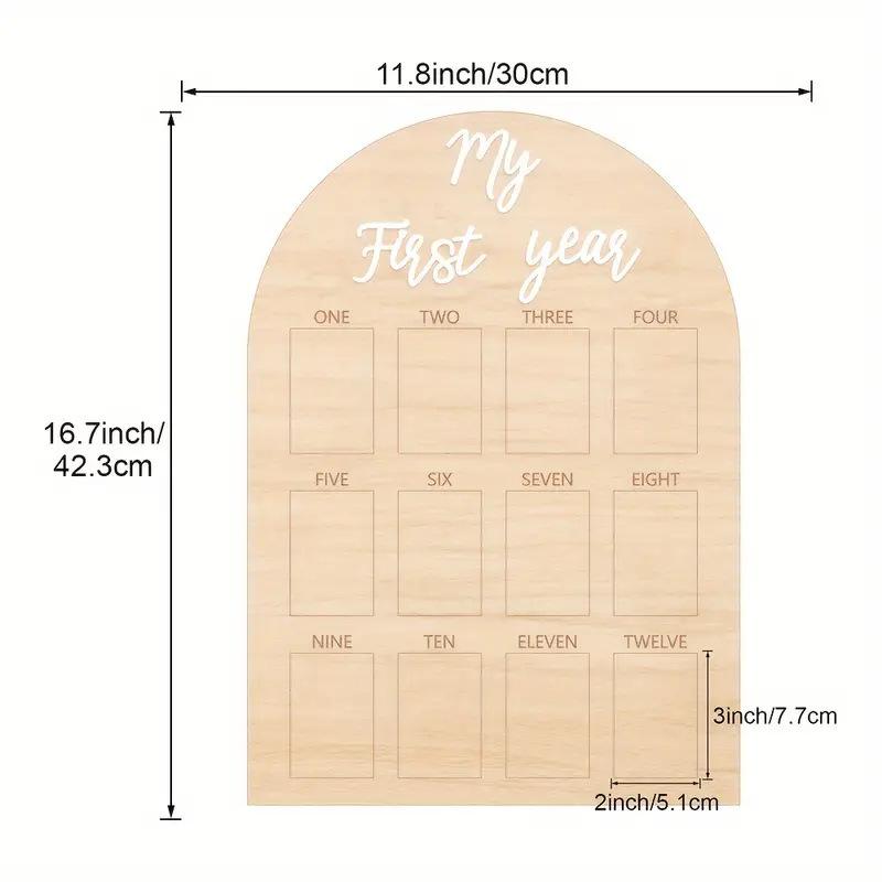 Baby First Year Wooden Photo Board 12 Monthly Milestone Picture Frame For One Year Birthday Photography Decoration Sign