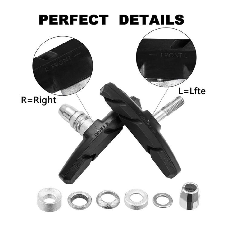 2 Pair Mountain Bike Brake V Brake Pad Cycling Brake Mount Pad Shoe Block Bike Wheel Brake Pad with Bend Pipe & Sleeve