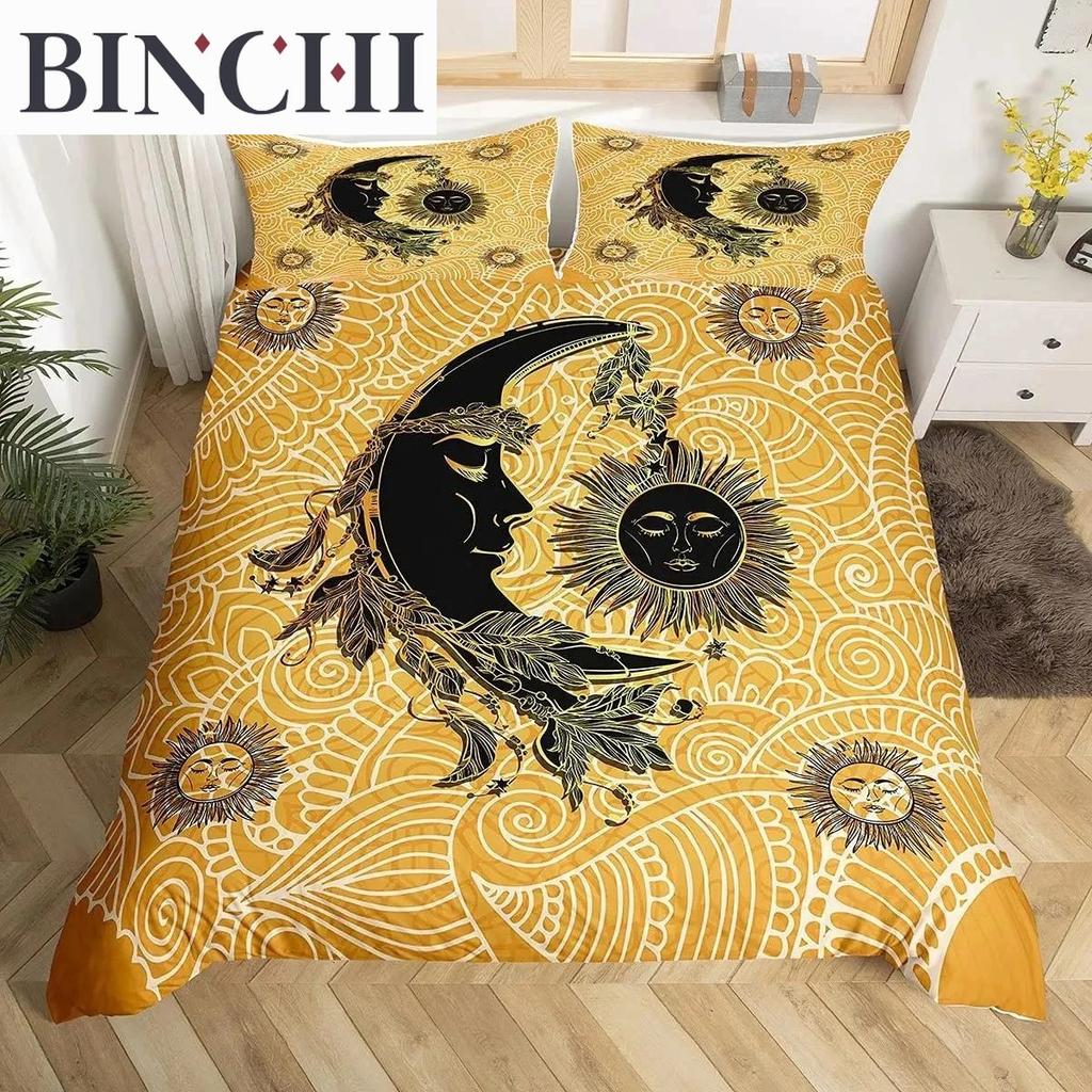 Mandala Duvet Cover Collection Sun And Moon Comforter Cover Ties Exotic Style Black And White Botanical Floral Polyester Bedding Collection