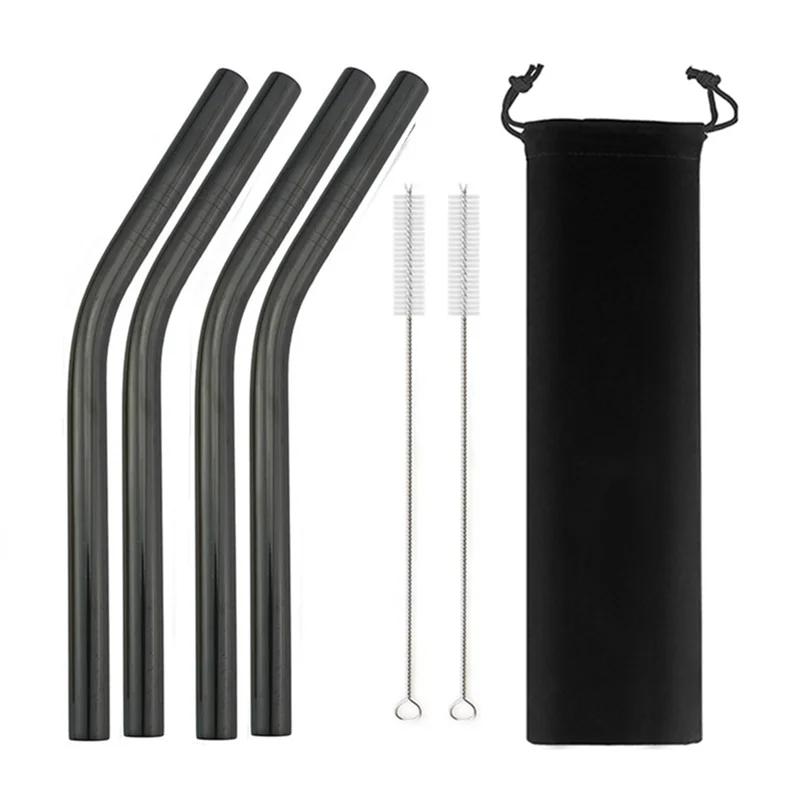 Pailles à smoothie en acier inoxydable 304 de 12 mm de large, pailles réutilisables en métal pour milkshake Boba Bubble Tea, ensemble de pailles courbées