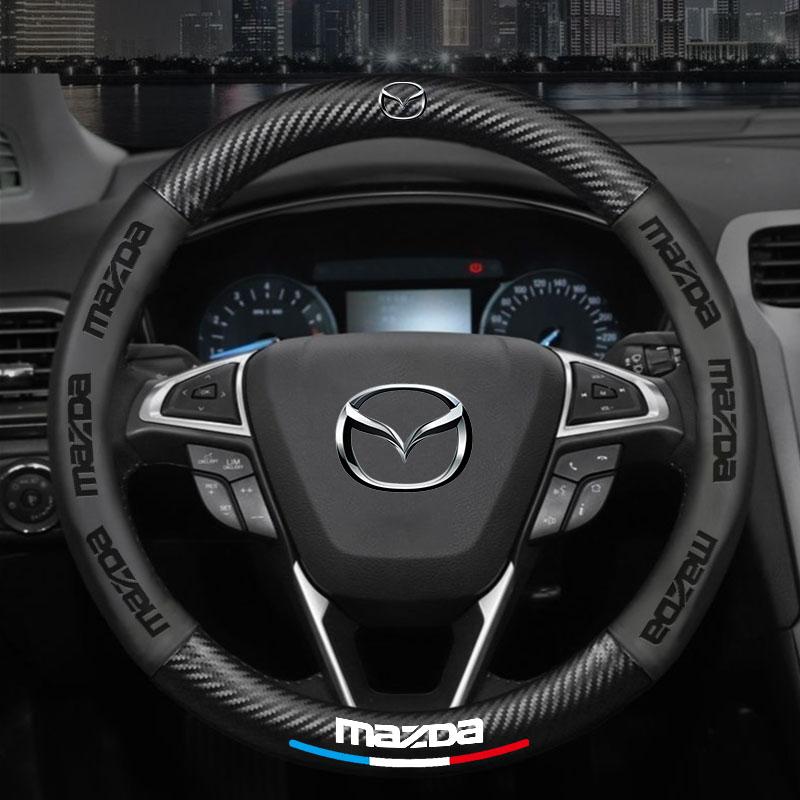 Kohlefaser Auto Lenkradabdeckung Atmungsaktiv Anti-Rutsch Lenkräder für Mazda 3 bk bl 323 Axela Atenza CX-3 CX-4 CX5