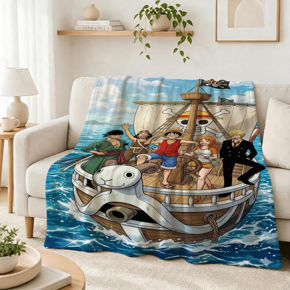 Luffy'S Straw Hat Pirates Pattern Flannel Blanket Soft Comfortable Throw Blanket For Camping Travel Home Decor Christmas Gift