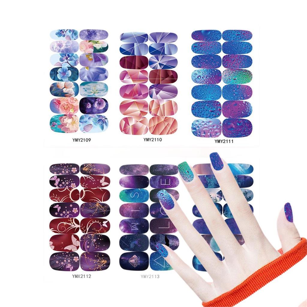 Waterproof Full-Cover Flower Gradient Nail Stickers YMY2109-2114