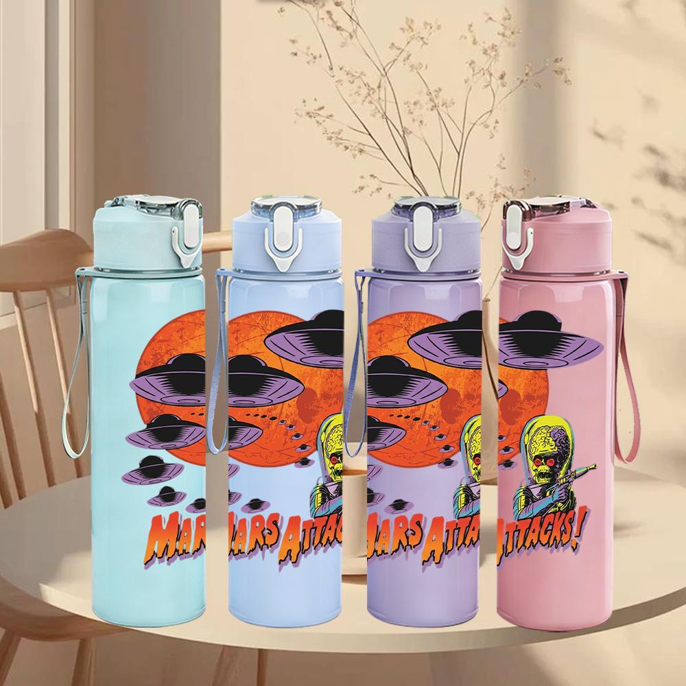 1PC Retro Orange Planet Space Abstract Print 750ml Portable Sports Water Bottle Leakproof Gym Outdoor Travel Drink Cup