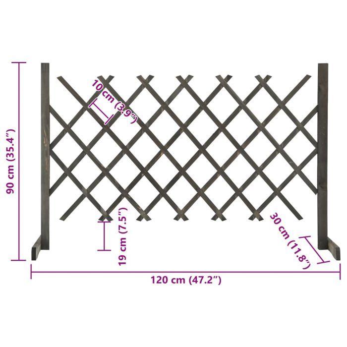 VidaXL Clôture en Treillis de Jardin Séparateur de Jardin Support pour Plantes Grimpantes Plate-Bande Extérieur Gris 120x90 314825