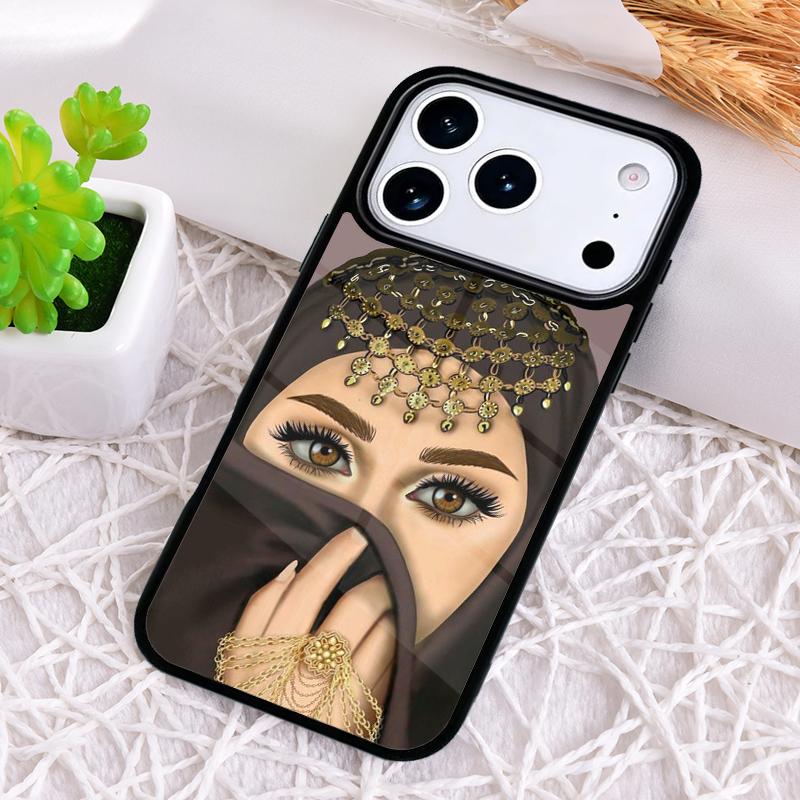 Muslim Islamic Arabic Hijab Face Gril Eyes Koran Shockproof Phone Case for iPhone 17 Air 16e 15 11 12 14 13 Pro Max Cover Coque