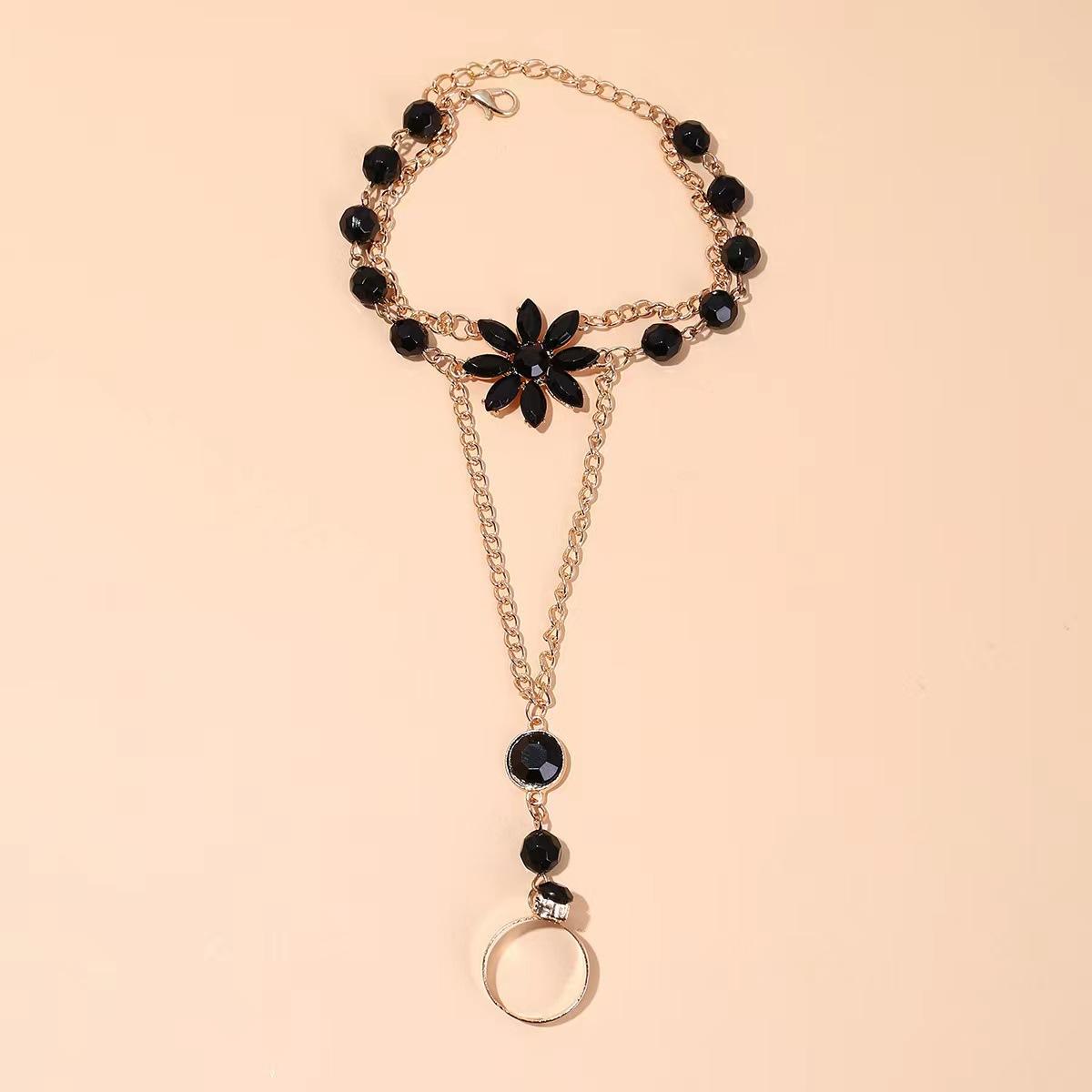 JYL TS Bracelet Flower  6-piece Set Fosters Beauty & Positive Vibes Black яркий голубой