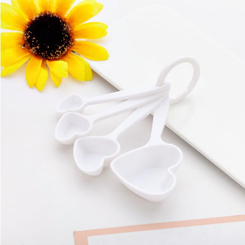 Heart-Shaped Measuring Spoon Plastic Dessert Spoon For Coffee Tea Cappuccino Ice Cream Stirring Flatware