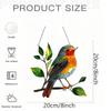Robin Suncatcher for Windows & Garden,2D Stained Glass Effect Hanging Ornament,20x20cm Outdoor Heart Shape Decoration