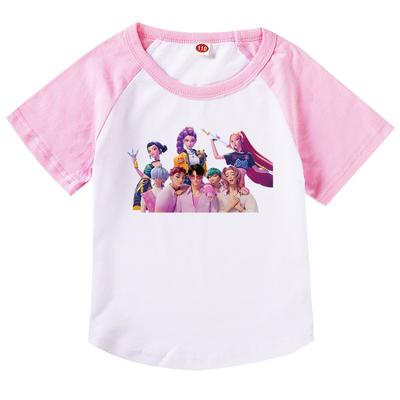 Dzieci Dziewczynki Anime Kreskówka Rumi Zoey Mira Nadruk Patchwork Krótki Rękaw 100% Bawełna Koszulka