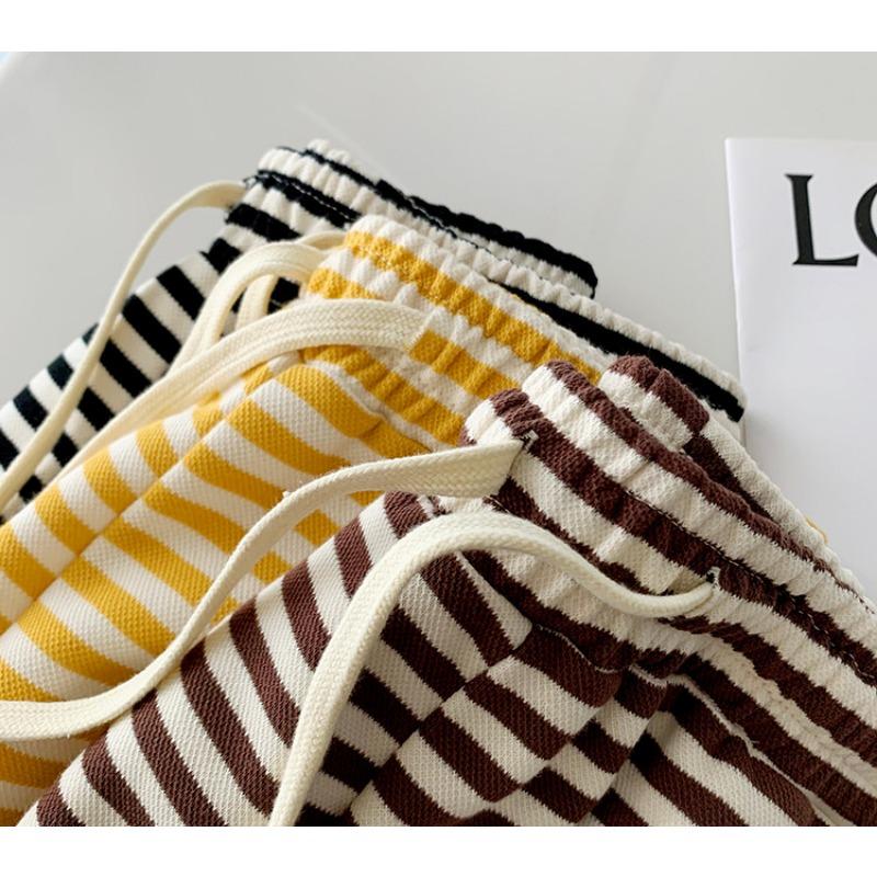 Gestreifte Shorts Damen Sommer High Waist Design Sinn Tragen Locker Weites Bein A-Linie Slim Sportlich Lässig