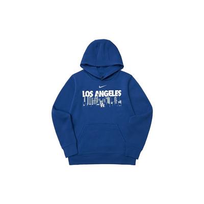 Nike X MLB Kollaborations-Hoodie Los Angeles Dodgers Buchstabenlogo-Print Rundhalsausschnitt Langarm Kinder-Hoodies Dunkelblau 3Z3B7SBF8-LAD
