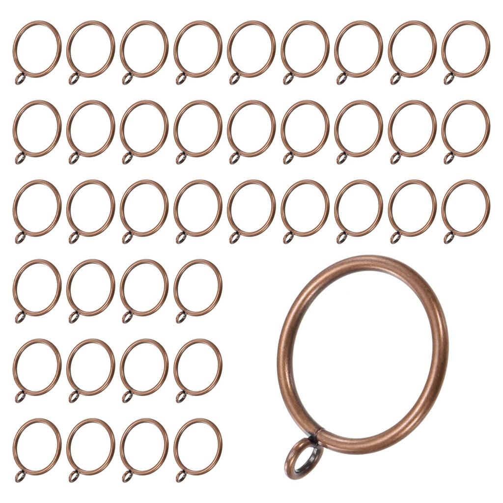 METERXITY Red Bronze Curtain Rings with Metal Rings for Curtain Inner Diameter Drapery Rings for Hanging and Towels 40-Pack Eyelets, Rust-Resistant