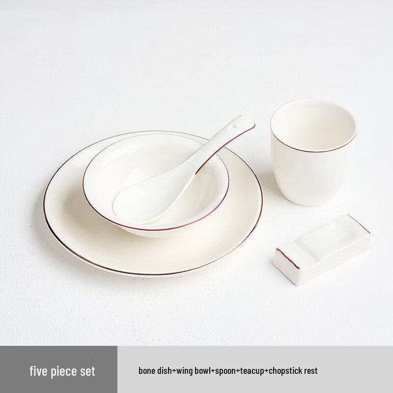 Elegant Thickened Rose Gold 5-Piece Commercial Dinnerware Set