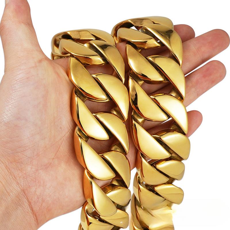 Náhrdelník z lité titanové oceli pro muže Hrubě litý Velký Hip Hop Nerezový náhrdelník