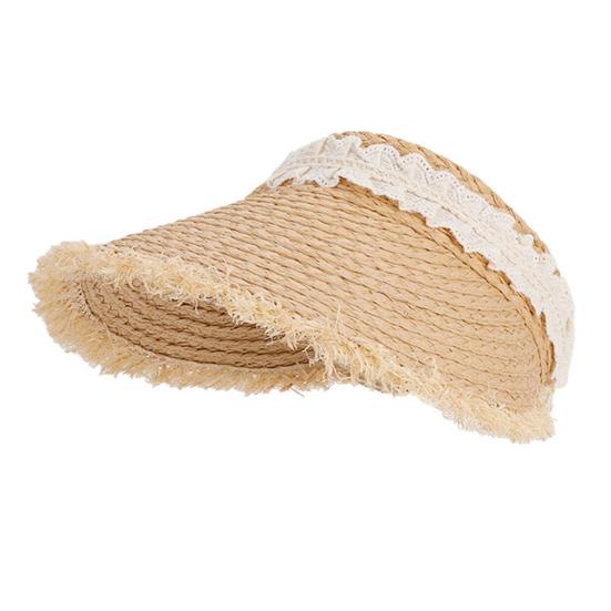 Summer Beach Hat Wide Brim Sun Protection Foldable Portable Straw Hat Tassel Lace Decoration Hollow Weave Hat