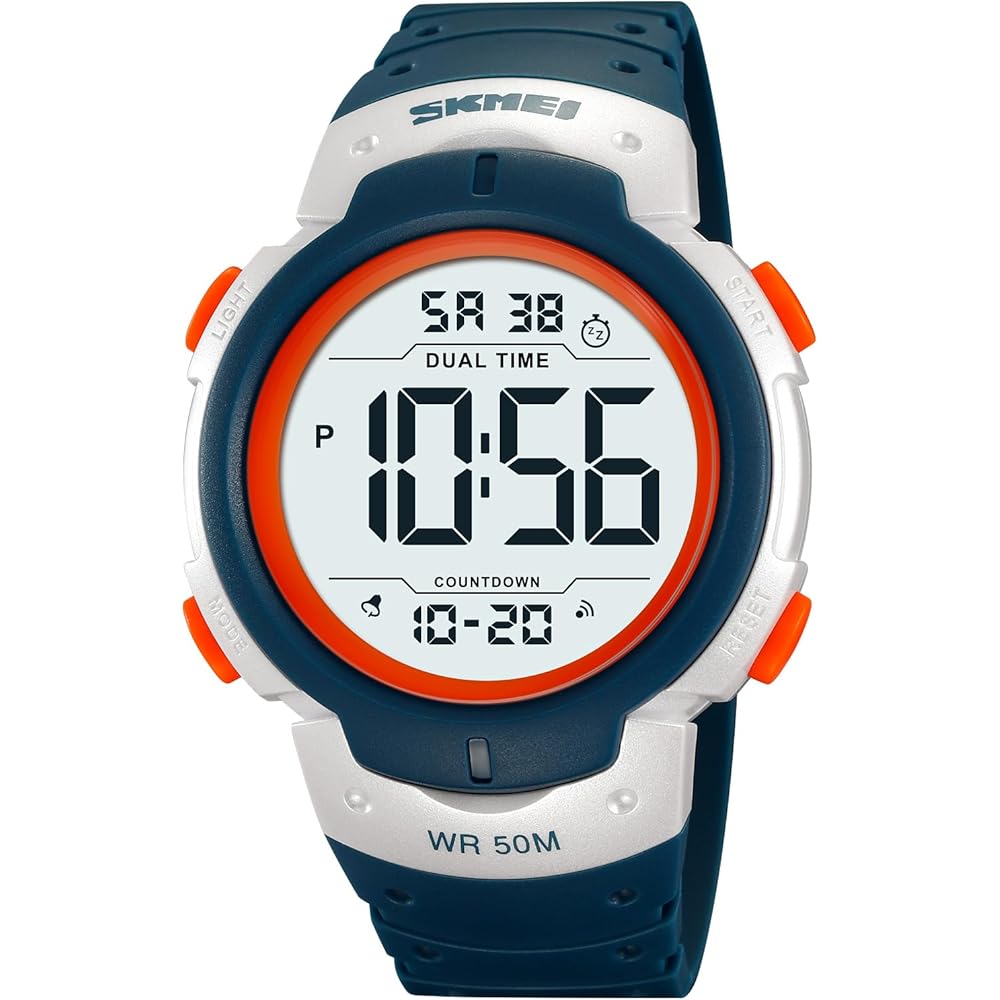 Datirzyx Digital Sports Watch Waterproof Men s Running Stopwatch Timer Alarm Dual Time Function Lake Blue