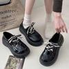 Small leather shoes platform British style small leather shoes double lace-up student spring new thick sole