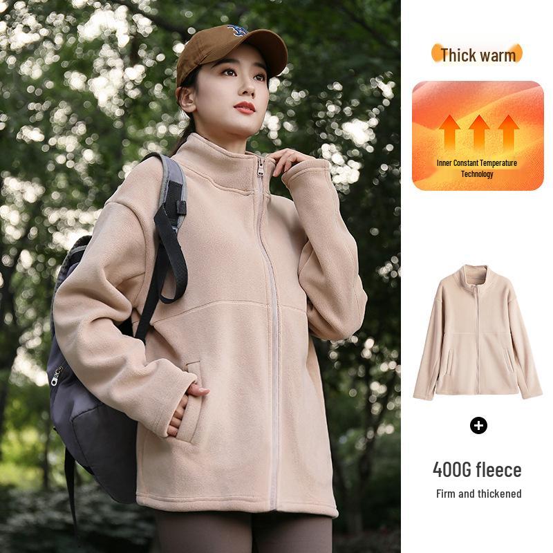 Women's Sherpa Fleece Cardigan Jacket - 2024 Spring/Autumn Collection, Thickened Inner Layer