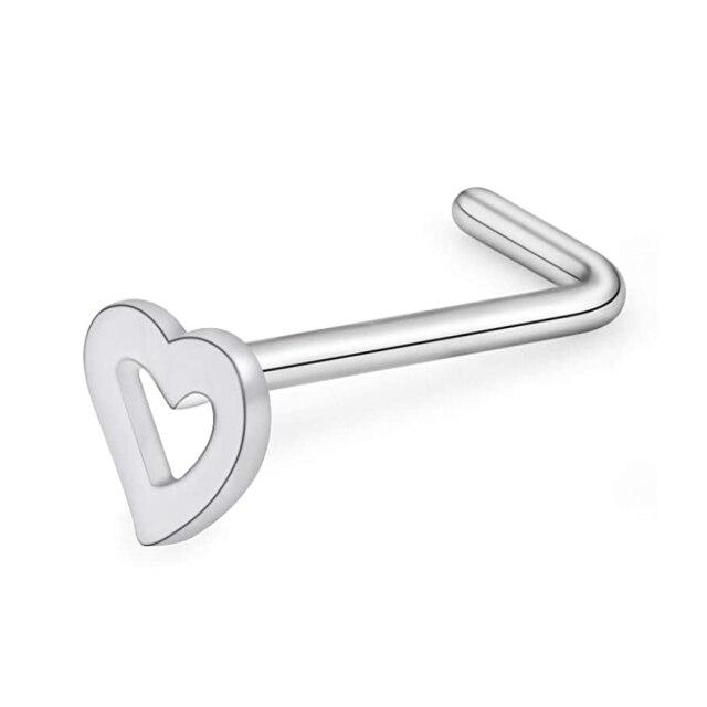 Stainless Steel L Shaped Nose Rings Cz Nose Stud Body Piercing Jewelry