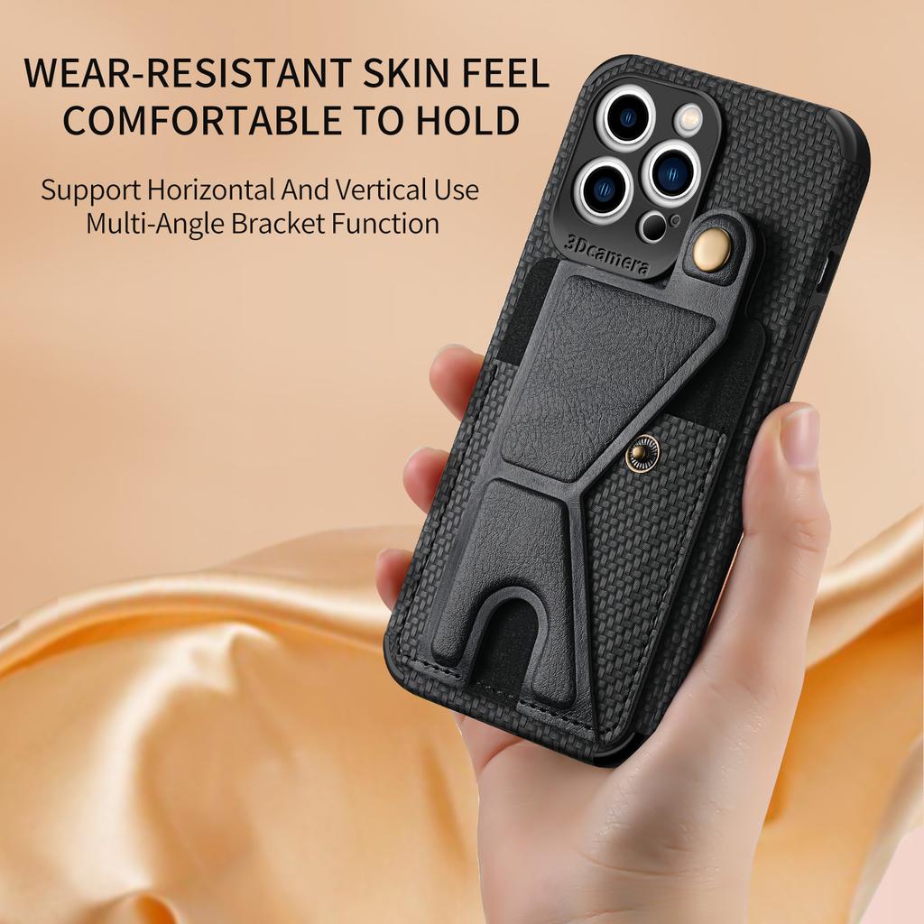 Magnetic Card Holder Wallet Stand Case for IPhone 16 Pro Max 16e 13 11 12 14 15 Plus XR X XS Bag Cover Carbon Fiber Pocket Cover