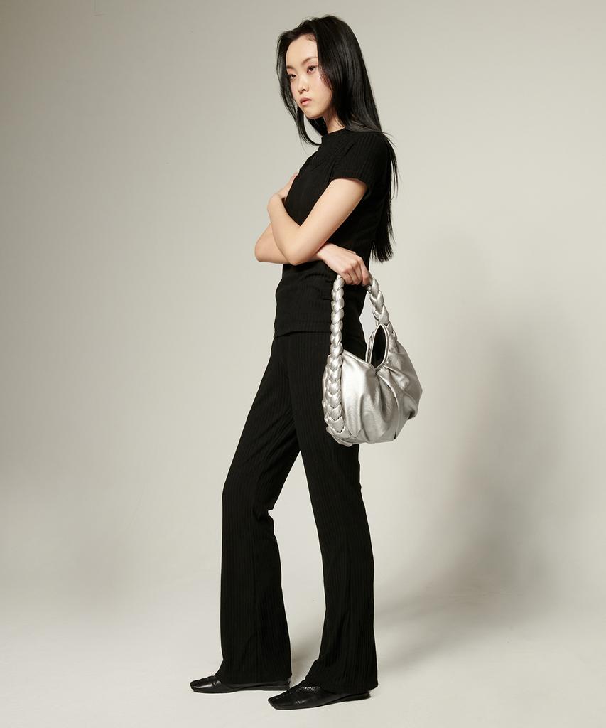 Bowlloon Braid Leather Bag (Silver)