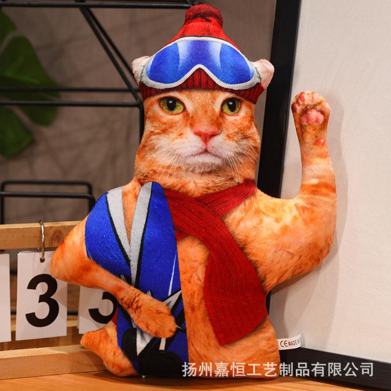 Симуляция Забавная Кошка Подушка Плюшевая Игрушка Кукла Кошка Подушка с Принтом Пародия Кошка Гетеросексуальная Кошка 30cm0.15kg