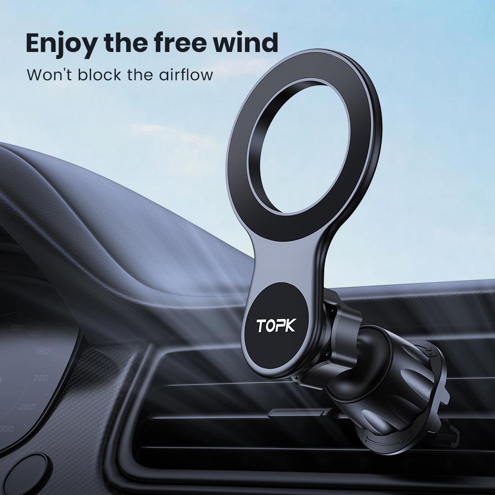 TOPK MagSafe Car Phone Holder Strong Magnetic Air Vent Mount Car Phone Stand Compatible with iPhone 15 Series Magnetic Case
