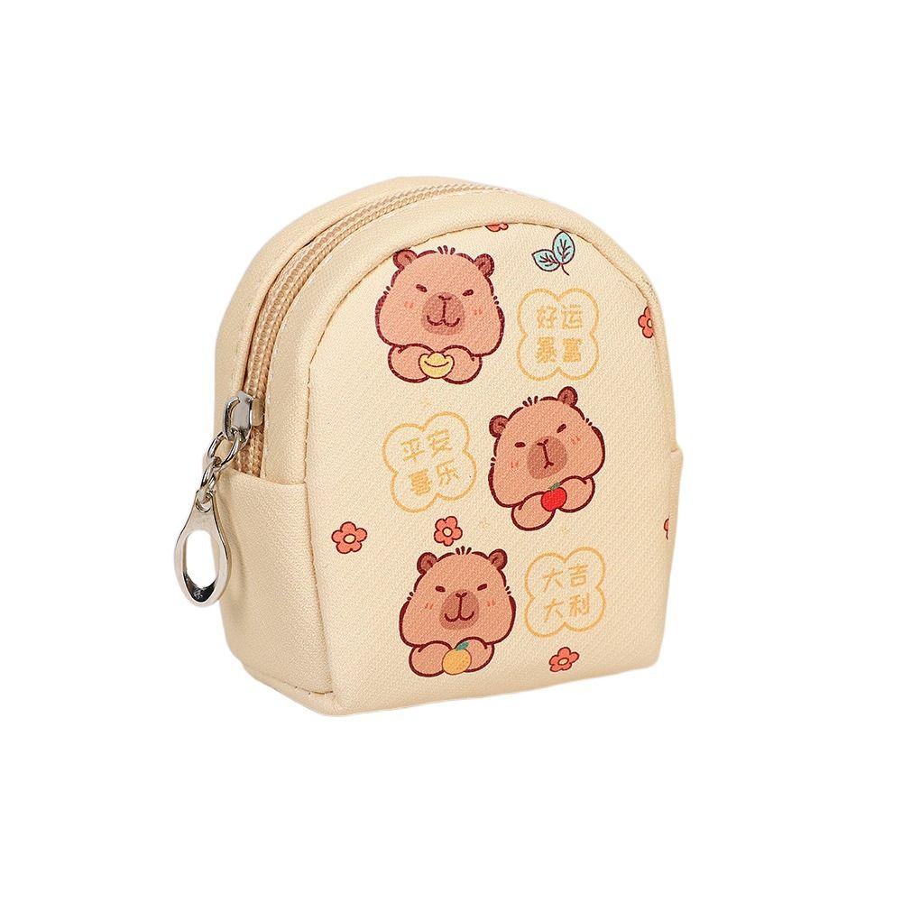 Small Capybara Coin Purse Pu Earphone Storage Bag Lovely Cartoon Leather Wallet Student