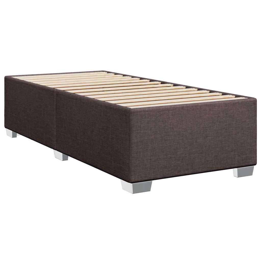 Box Spring Bed with Mattress Dark Brown 90 x 190 cm Fabric