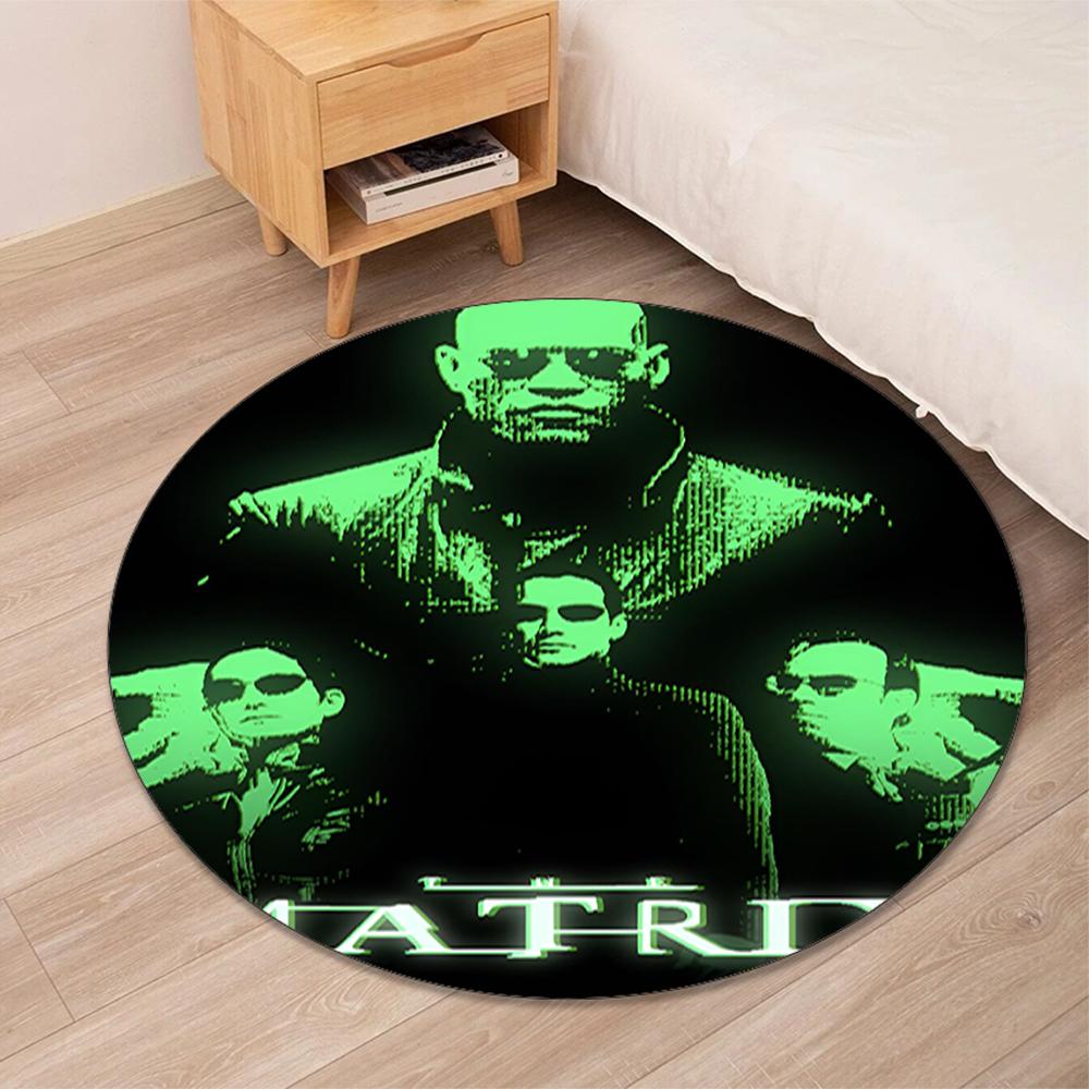 Matrix Printed Round Rug Carpet Chair Rug Area Rug Entryway Doormats,for Office Chair Living Room Bedroom Kitchen Room.