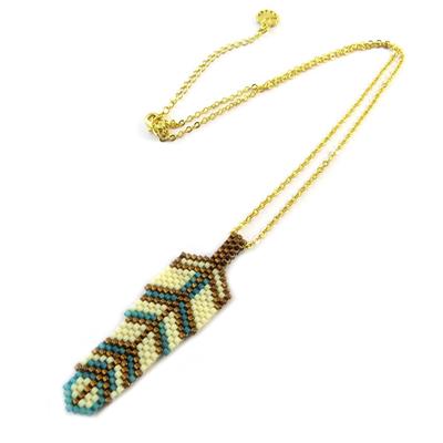 [P1748] - Handmade Necklace 'Azuni' Turquoise Beige Brown Gold (handmade)