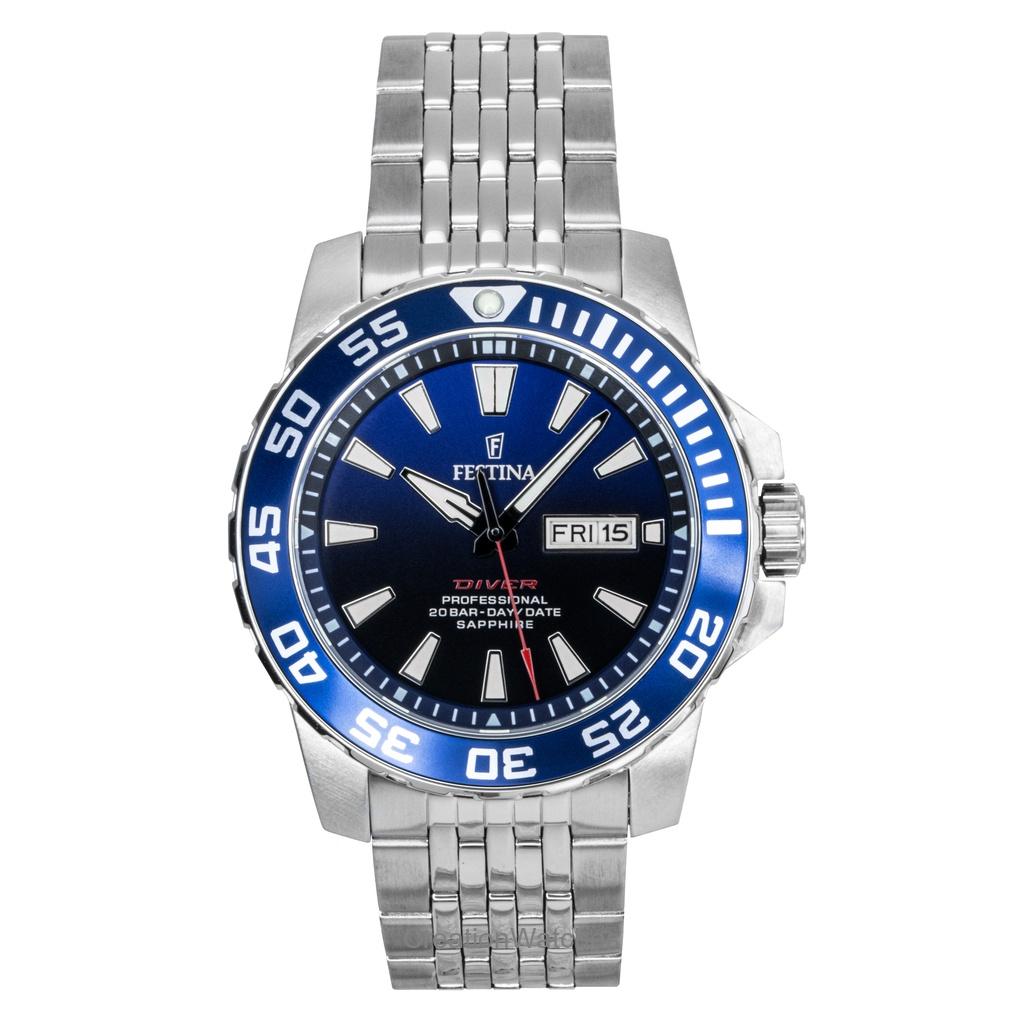 FESTINA Stainless Steel Blue Dial Quartz Diver's F20661-1 200M Men's Watch