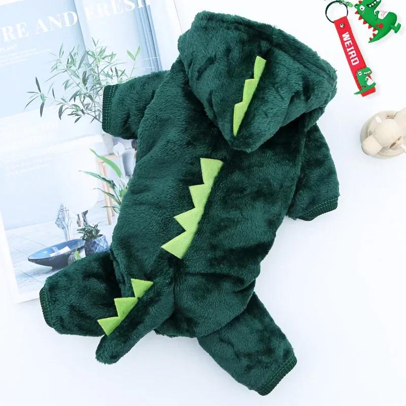 Dinosaur Dog Clothes Fleece Pet Jumpsuits Winter Warm Dog Coat Jacket for Dogs Hoodies Chihuahua French Bulldog Clothing