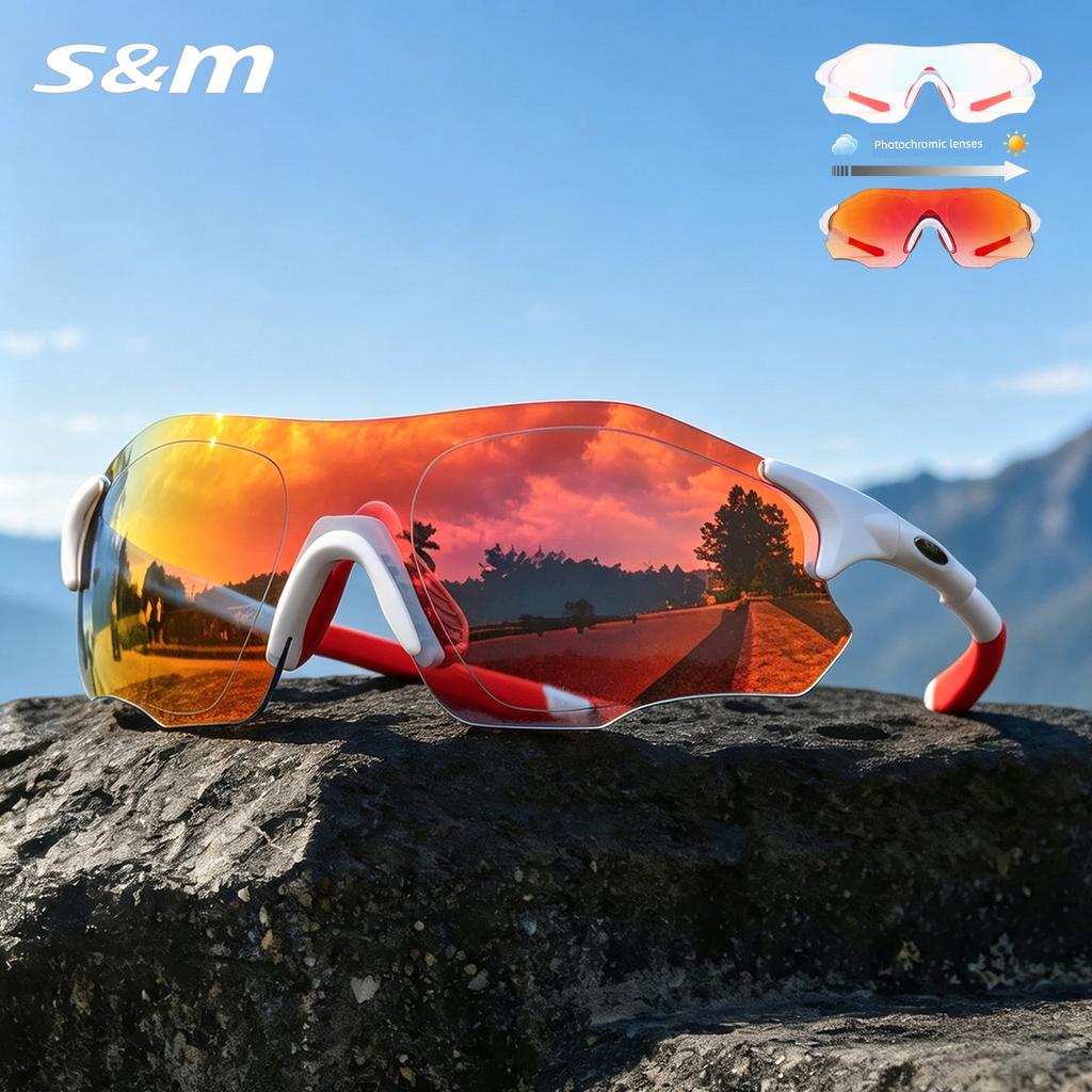 Speed Pulse Marathon Running Glasses Ultra-Light Color-Changing Sports Mountaineering Glasses Windproof and Uv-Resistant for Day and Night Use
