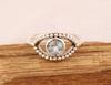 Solid 925 Sterling Silver Blue Topaz Gemstone Boho Designer Evil Eye Birthstone Gift Wedding Ring Jewelry