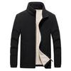 Men's Autumn and Winter Thickened Zipper Warm Jacket Windproof Stand-up Collar Casual Open Solid Color Lining Padded Jacket
