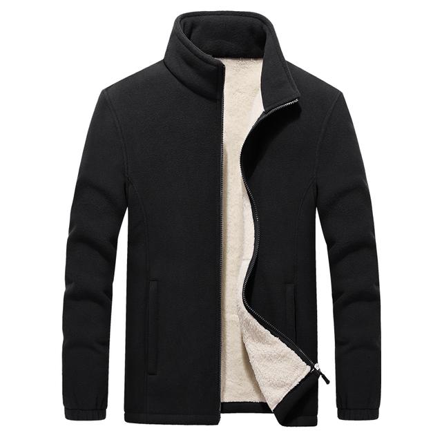 Men's Autumn and Winter Thickened Zipper Warm Jacket Windproof Stand-up Collar Casual Open Solid Color Lining Padded Jacket