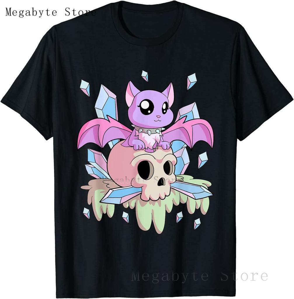Pastel Goth T Shirt Unisex Women Kawaii Cartoon Gothic Cat Clothes Harajuku Shirt Unisex Graphic Tees FeUnisex Hip Hop Tshirt Unisex