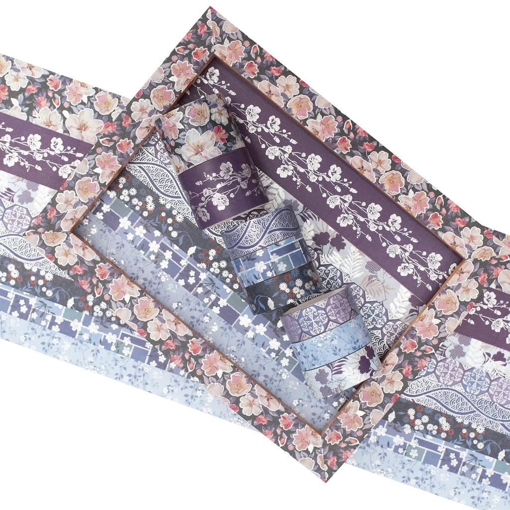 YUBX Masking Set of Elegant Blue with Silver Perfect for DIY Gift and Gift Decorations Tape, 8, Foil, Crafts, Journals, Planners, Scrapbooks,