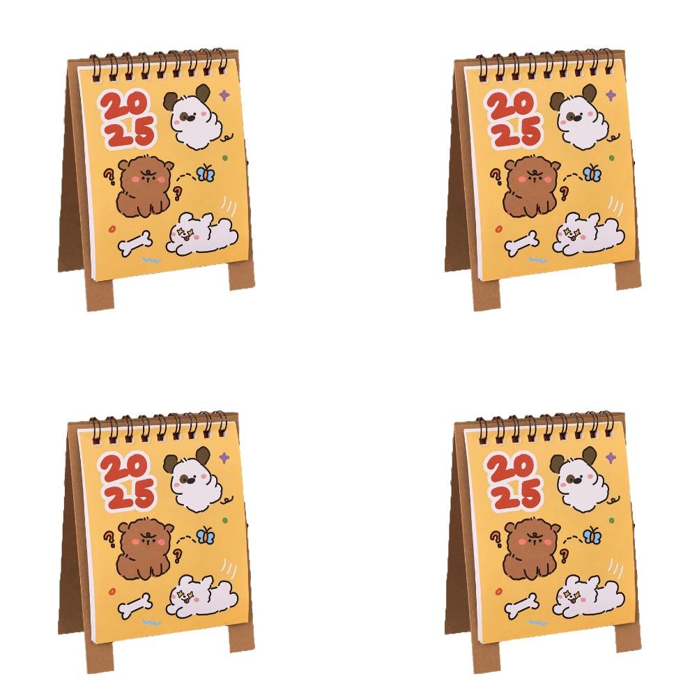 4Pcs/set Thickened 2025 Calendar Cute Desktop Calendar Ornament Portable Mini Calendar  Students